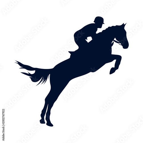 Horse Jockey Silhouette Isolated on White Background. Vector Illustration.