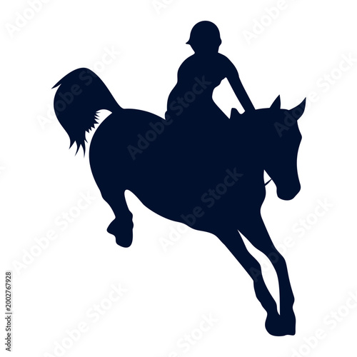 Horse Jockey Silhouette Isolated on White Background. Vector Illustration.