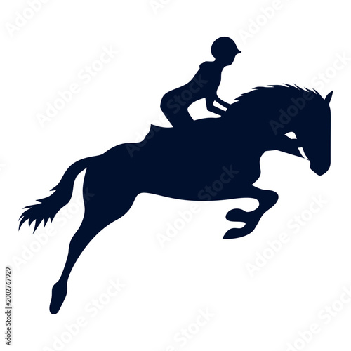 Horse Jockey Silhouette Isolated on White Background. Vector Illustration.