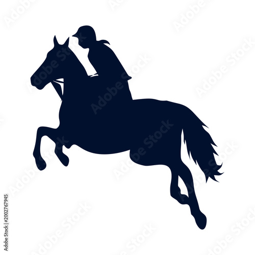 Horse Jockey Silhouette Isolated on White Background. Vector Illustration.