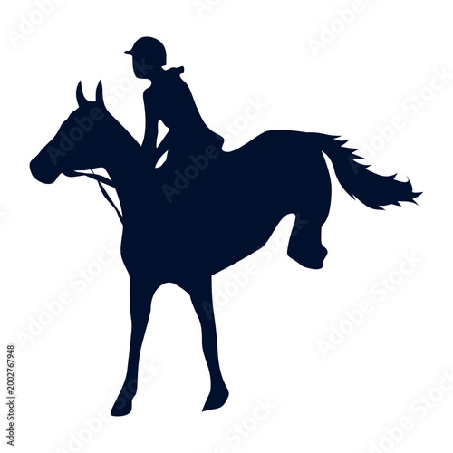 Horse Jockey Silhouette Isolated on White Background. Vector Illustration.