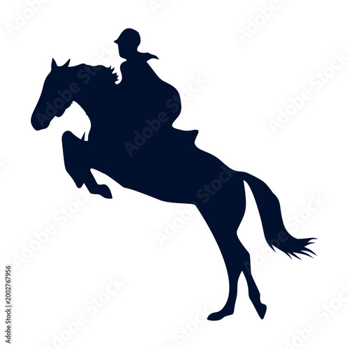 Horse Jockey Silhouette Isolated on White Background. Vector Illustration.