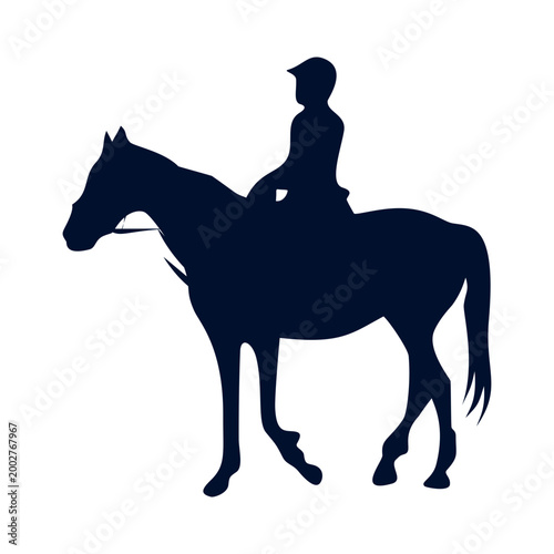 Horse Jockey Silhouette Isolated on White Background. Vector Illustration.