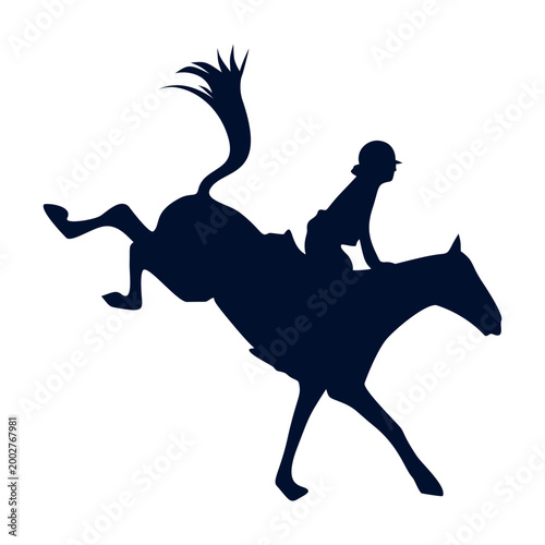 Horse Jockey Silhouette Isolated on White Background. Vector Illustration.