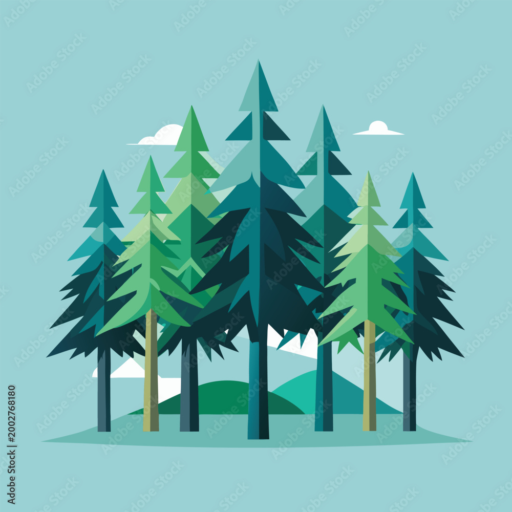 Obraz premium Geometric Forest Landscape Illustration