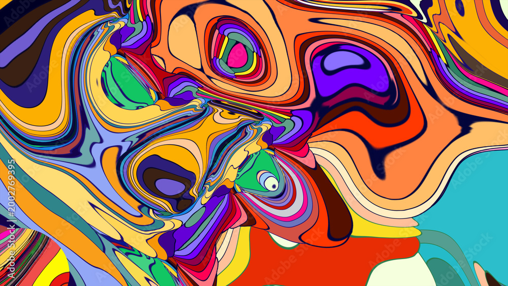 Fototapeta premium Vibrant Abstract Painting with Colorful Swirling Patterns