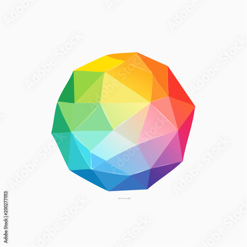 Fotografie Bright Colorful Low Poly Geometric Sphere Vector Art Gradient
