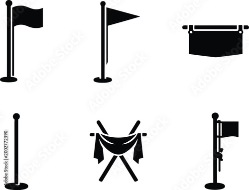 Flag and banner stick figures collection illustration
