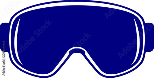 VR headset icon, dark blue protective goggles symbolizing virtual reality, immersive gaming, and digital simulation