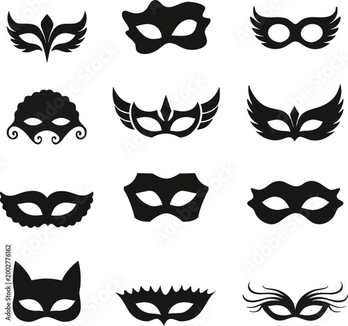 set of black and white masks