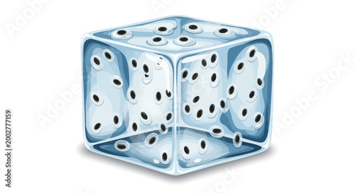 Transparent Ice Die with Black Dots