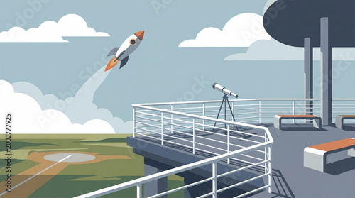 Rocket launching from observatory deck