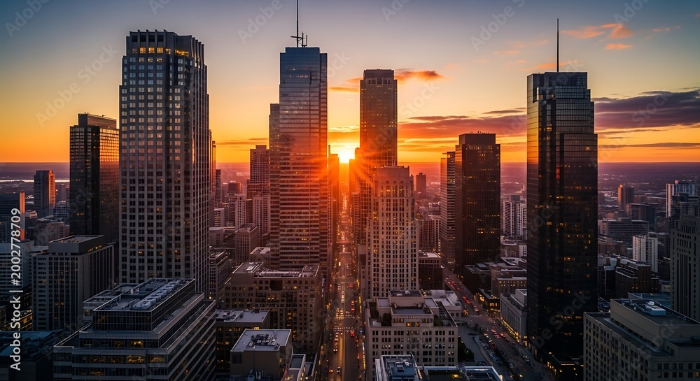 Fototapeta premium City Sunset Skyline.