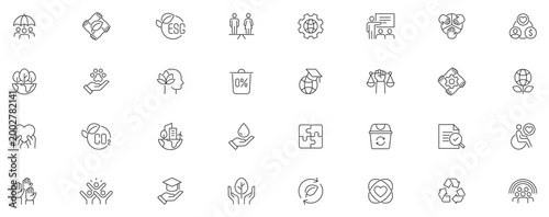 Social Governance Line Editable Icons set. Vector illustration in modern thin line style of public administration icons: ordering, consciousness, regulation, development of the social system.