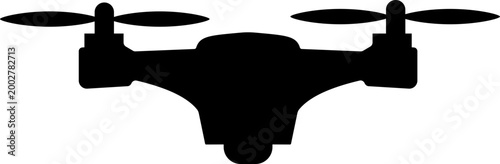 Drone icon quadcopter UAV silhouette outline vector pack, aerial camera technology flying device symbol, flat and line style black icons isolated on transparent background