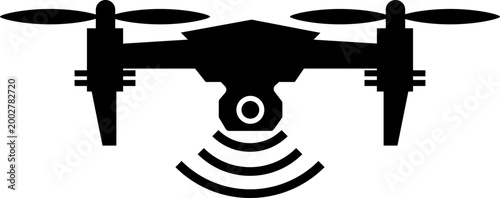 Drone icon quadcopter UAV silhouette outline vector pack, aerial camera technology flying device symbol, flat and line style black icons isolated on transparent background