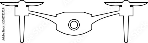 Drone icon quadcopter UAV silhouette outline vector pack, aerial camera technology flying device symbol, flat and line style black icons isolated on transparent background