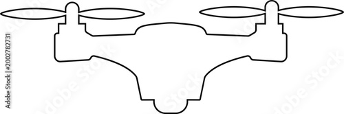 Drone icon quadcopter UAV silhouette outline vector pack, aerial camera technology flying device symbol, flat and line style black icons isolated on transparent background
