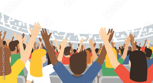 Vibrant Stadium Crowd Raising Hands in Spectacular Unity.