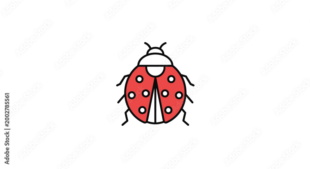 Fototapeta premium Cute Ladybug Icon, Simple Red Insect Illustration, Vector Art