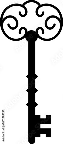 Keys icon key, lock, unlock, security, access, house, door, property symbols, vintage and modern key shapes in flat and line style black vector illustration isolated