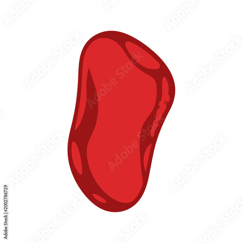 A single red jelly bean isolated on a clean white background