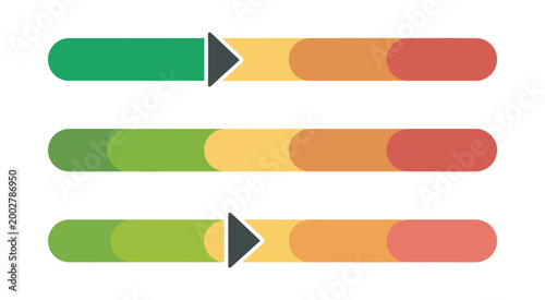 Meter scale infographic bar progress gauge slider with arrow indicator showing level clean modern vector design for data visualization and analytics