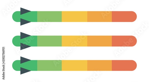 Meter scale infographic bar progress gauge slider with arrow indicator showing level clean modern vector design for data visualization and analytics