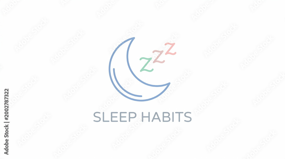 Fototapeta premium Minimalist sleep habits outline icon