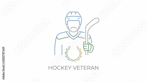 Hockey player icon with laurel wreath outline