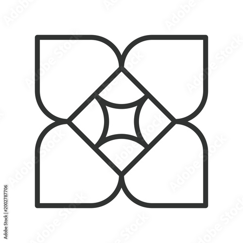 Abstract rounded square pattern, icon in line design. abstract, square, rounded, pattern, geometric, minimal, symmetry on white background vector. Abstract rounded square pattern editable stroke icon