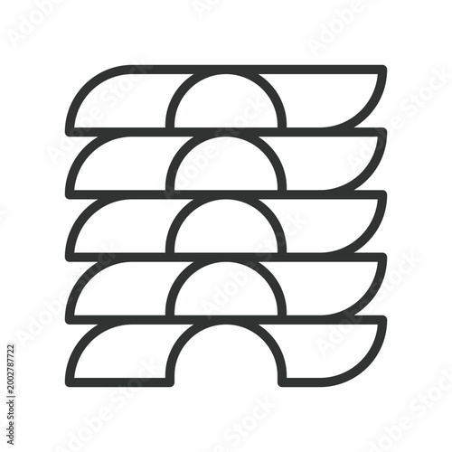 Stacked arch pattern, icon in line design. arch, stacked, pattern, geometric, repetition, minimal, structure on white background vector. Stacked arch pattern editable stroke icon