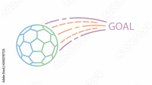 Soccer ball scoring a goal minimal illustration