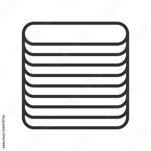 Stacked rounded layers, icon in line design. stacked, layers, rounded, shape, abstract, minimal, repetition on white background vector. Stacked rounded layers editable stroke icon