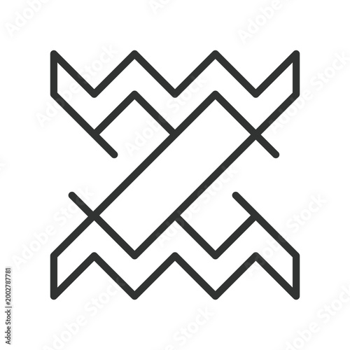Abstract zigzag crossed pattern, icon in line design. zigzag, abstract, cross, pattern, geometric, lines, minimal on white background vector. Abstract zigzag crossed pattern editable stroke icon