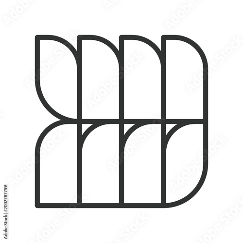 Rounded grid composition, icon in line design. rounded, grid, pattern, geometric, repetition, minimal, structure on white background vector. Rounded grid composition editable stroke icon