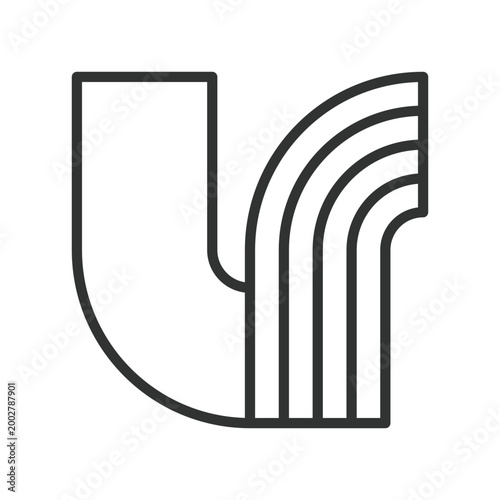 Abstract curved shape, icon in line design. abstract, curve, shape, geometric, minimal, design, smooth on white background vector. Abstract curved shape editable stroke icon