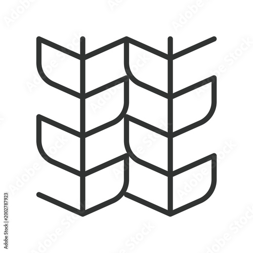 Leaf branch pattern, icon in line design. leaf, branch, pattern, nature, geometric, minimal, plant on white background vector. Leaf branch pattern editable stroke icon