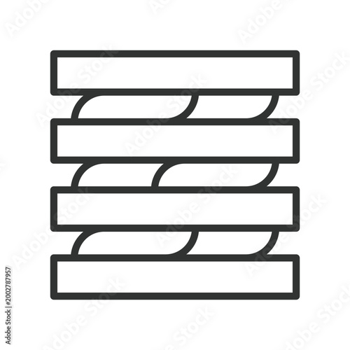 Stacked rounded blocks, icon in line design. stacked, blocks, rounded, pattern, geometric, minimal, layers on white background vector. Stacked rounded blocks editable stroke icon