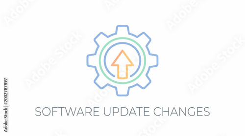 Minimalist gear icon with an arrow for software update concept