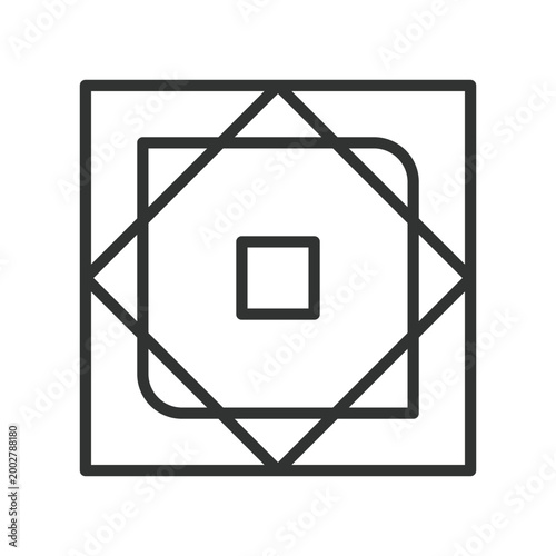 Geometric frame composition, icon in line design. geometric, frame, square, abstract, symmetry, minimal, structure on white background vector. Geometric frame composition editable stroke icon