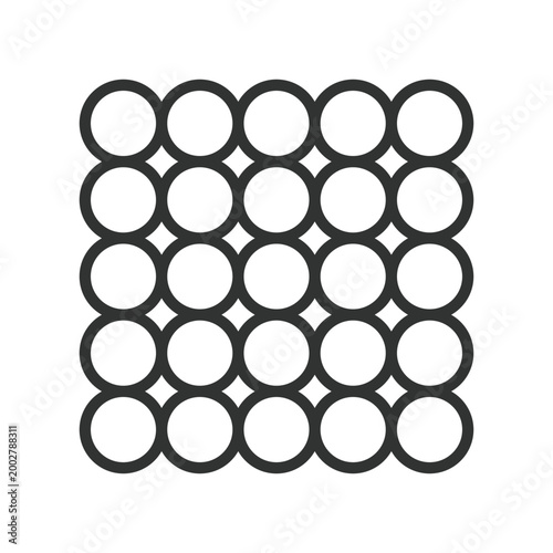 Circle grid pattern, icon in line design. circle, grid, pattern, geometric, repetition, minimal, symmetry on white background vector. Circle grid pattern editable stroke icon