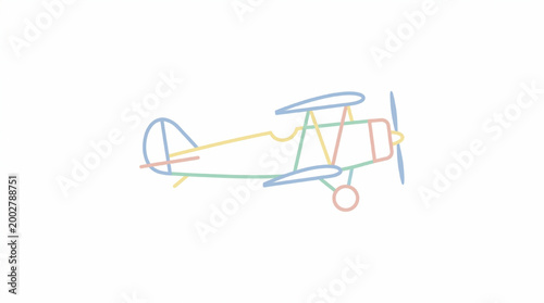 Minimalist Outline Airplane Illustration