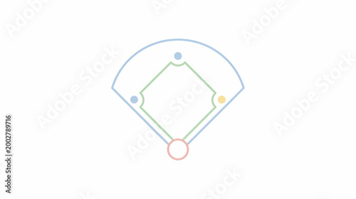 Baseball field diagram line icon