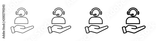 Assistance and Technical Help Line Art Icon Vector Illustration Editable