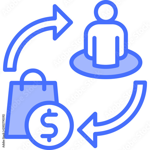 Smart Consumption blue color illustration