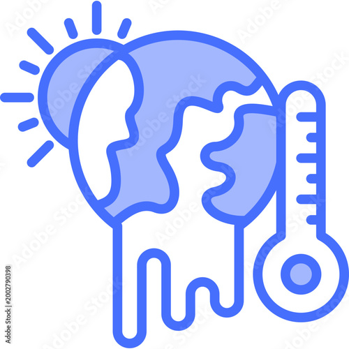 Global Warming blue color illustration