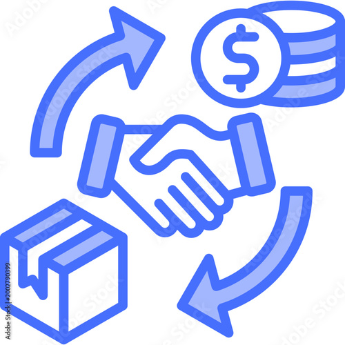 Ethical Trade blue color illustration