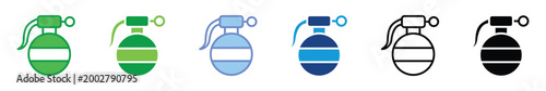 Foto Hand Grenade Icon Set Vector Illustration, Explosive Military Weapon Symbol Coll