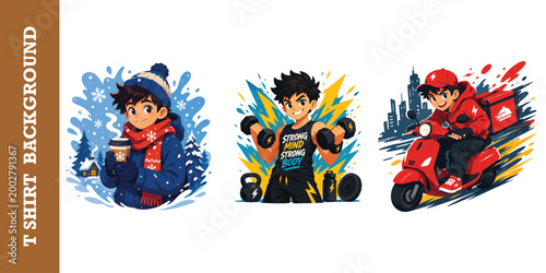 Determined cartoon ninja in black outfit with smoke explosion and red glowing eyes effect.